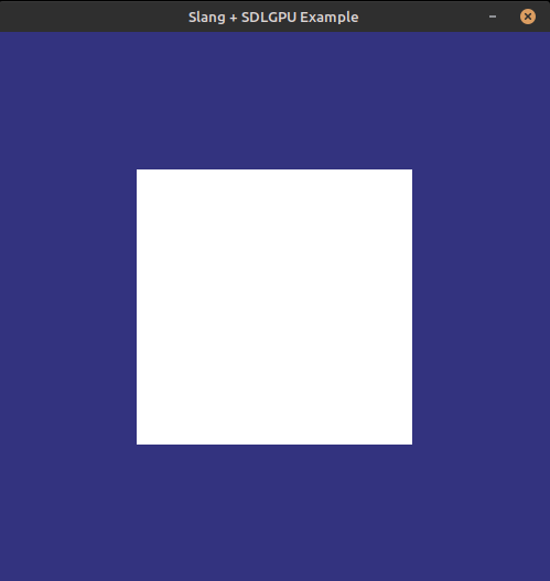 A window with blue background and a white square in center