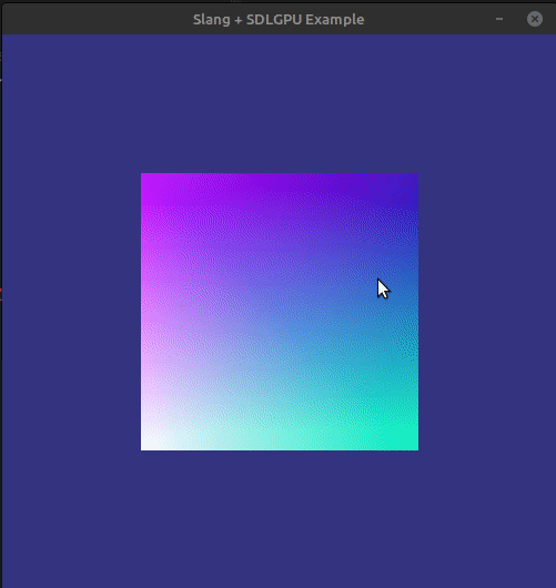 A window with blue background and a square changing from RGB to UV color