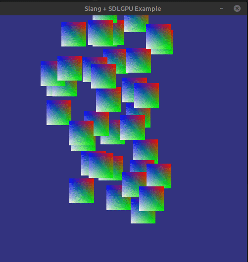 Many ducks moving and changing to colors on a blue window
